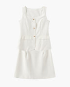 Women’s Tailored Blazer and Mini Skirt Set – Elegant Two-Piece Summer Co-Ord-Women's Two Piece Sets-White-S-Nausin