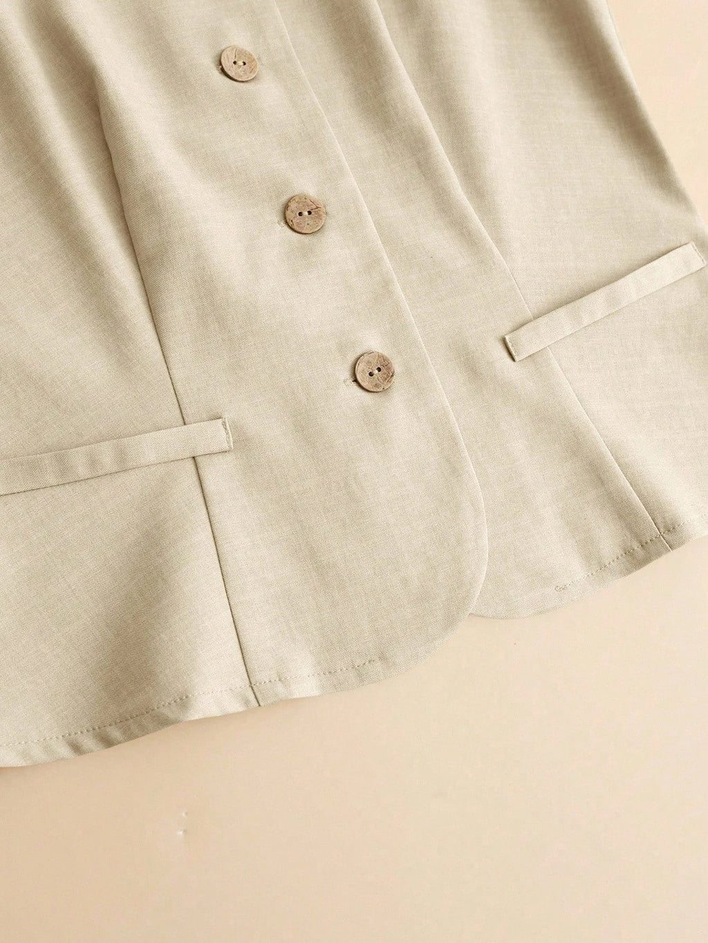 Women’s Tailored Vest and Shorts Set – Elegant Sleeveless Summer Co-Ord-Women's Two Piece Sets-Beige-S-Nausin