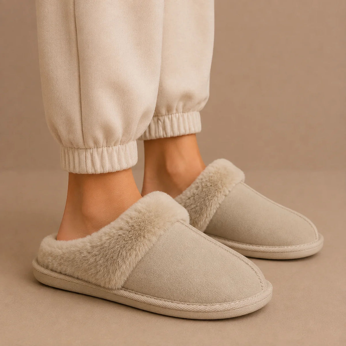 Women's Mule Slippers Suede Fur Lined Open Back Cushioned Footbed 0