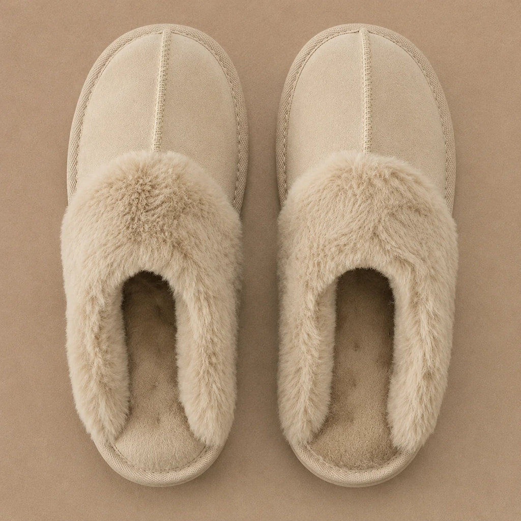 Women's Mule Slippers Suede Fur Lined Open Back Cushioned Footbed 1