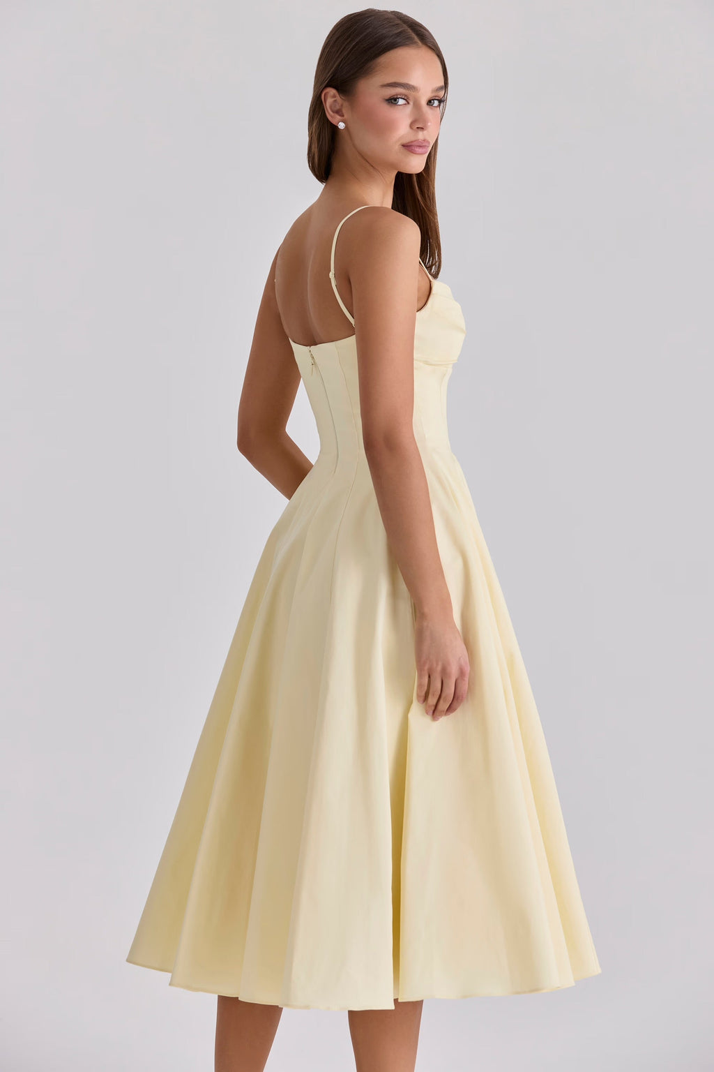 Yellow Midi Dress with Gathered Bust 2