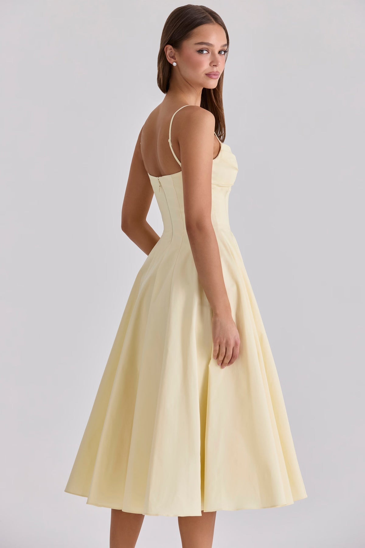 Yellow Midi Dress with Gathered Bust 2
