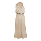 Women’s Satin Halter Maxi Dress – Elegant Sleeveless Evening Dress-Dress-Beige-S-Nausin